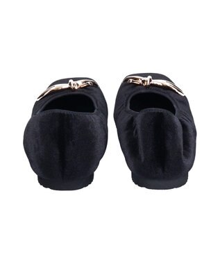 Bridget Birkin 【PARADIS COULEUR】スクエアトウメタルリボンバレエシューズ ブラック雑材