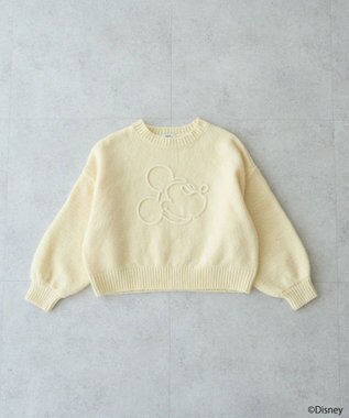 earth music&ecology 【予約】Disney/ミッキーコード刺繍ニットプルオーバー アイボリー
