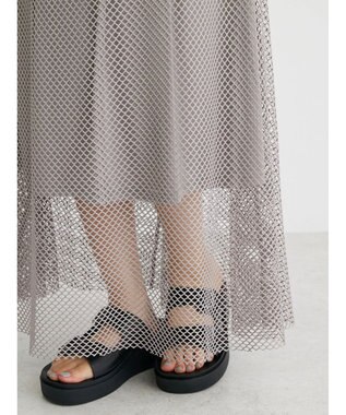 Green Parks ・ＥＬＥＮＣＡＲＥ　ＤＵＥ　メッシュギャザースカート Gray