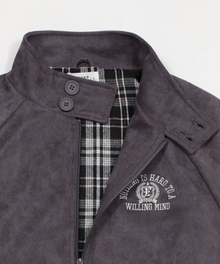 WEGO 【ユニセックス着用ITEM/MLサイズ展開】フェイクスウェードロゴスウィングトップ ブラック中濃色