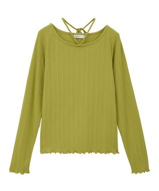earth music&ecology チェーンリブホルターネックプルオーバー Light Green