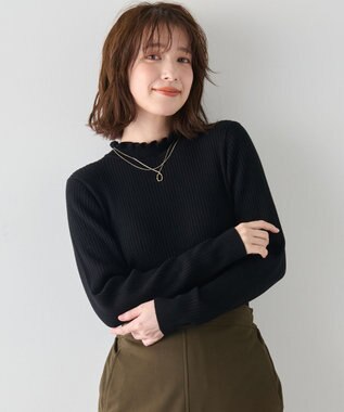 ANY 【洗濯機可】ウォームニットフリルプルオーバー ブラック