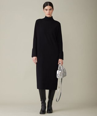 ICB L 【洗える】 ヴィスコースリブハイゲージ ニットワンピース ブラック系