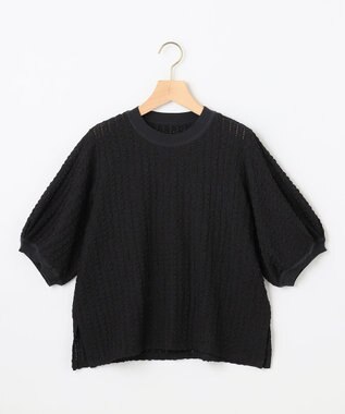 組曲 S レーシージャージーニットライク カットソー ブラック系