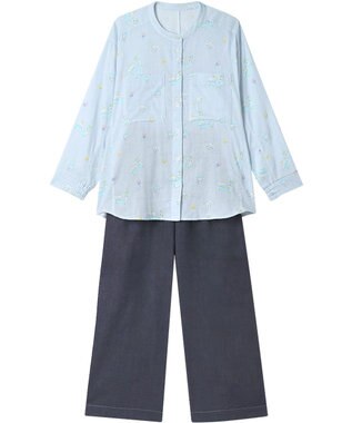 ワコール／睡眠科学 パジャマ 長袖 長ズボン 綿100%(本体) 寝返りしやすい 【睡眠科学×サンリオキャラクターズ】 レディース YDX651 睡眠科学／ワコール サックス