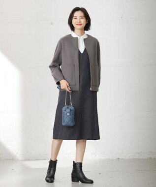 J.PRESS LADIES キルティング スマホポシェット ダルブルー系