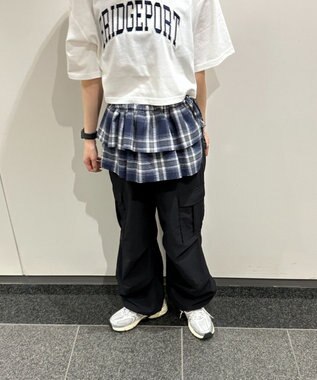 WEGO チェックラップスカート ネイビー