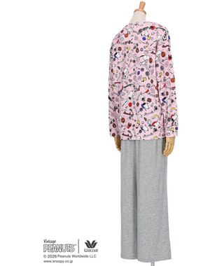 WACOAL PEANUTS パジャマ 長袖 長ズボン 綿100%(本体) スヌーピー レディース FDX561 /ワコール ピンク