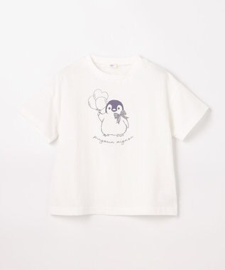 ANY KIDS 【綿100%/接触冷感】ひんやり オーバーサイズ アニマルTシャツ オフホワイト×ペンギン