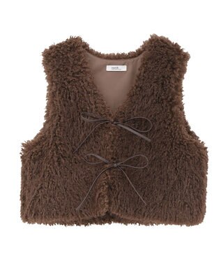 earth music&ecology フェイクファーショートジレ Brown