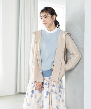 Tiaclasse 【新色追加・洗える】配色スリットニット サックス