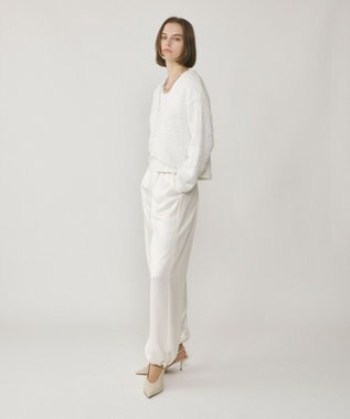 GRACE CONTINENTAL ツイードニットzipカーディガン ホワイト