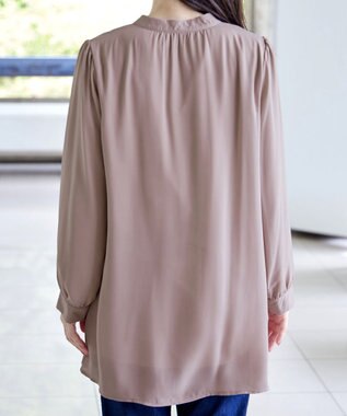 Tiaclasse 【スマート裏起毛・新色追加】 ピンタックシャツチュニック ピンクベージュ