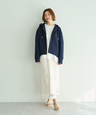 YECCA VECCA バックプリーツZIPフーディー Light Beige