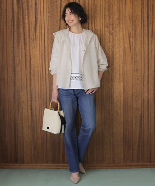 J.PRESS LADIES L 【洗える】BASIC STRETCH DENIM ボーイフィット デニム ユーズド系