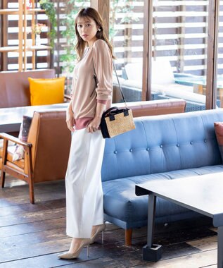 Tiaclasse 【新色追加・洗える】配色スリットニット モーヴピンク