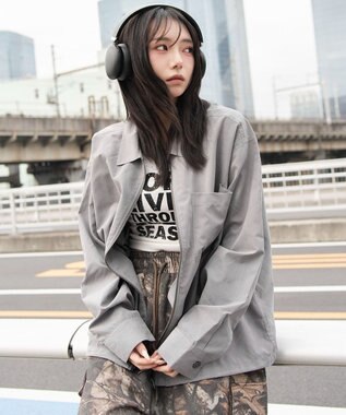 WEGO 【ユニセックス着用ITEM】フェイクスウェードシャツジャケット グレー