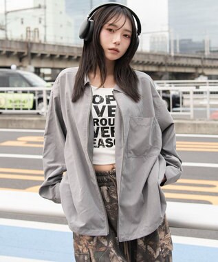 WEGO 【ユニセックス着用ITEM】フェイクスウェードシャツジャケット グレー