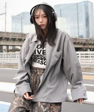 WEGO 【ユニセックス着用ITEM】フェイクスウェードシャツジャケット グレー