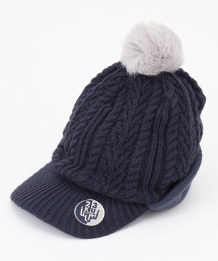 23区GOLF 【WOMEN】つば付きケーブル ニットキャップ ネイビー系