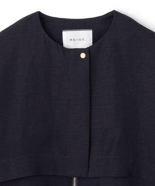 BEIGE， 【洗える】BERNARD / リネンノーカラーラップブルゾン Navy
