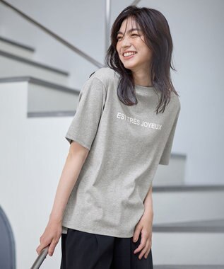 ANY 【汗ジミ防止加工】シルケットスムース半袖ロゴTシャツ トップグレー