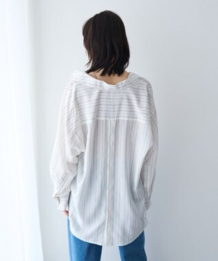 YECCA VECCA バック釦シアーシャツ Stripe