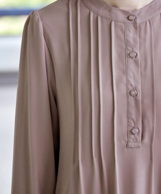 Tiaclasse 【スマート裏起毛・新色追加】 ピンタックシャツチュニック ピンクベージュ