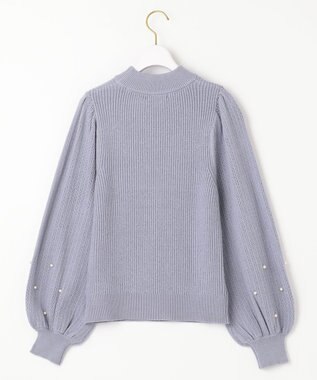 ANY SIS 【Oggi1月号掲載】モックネック袖パール調 ニット ライトブルー