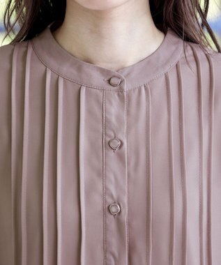 Tiaclasse 【スマート裏起毛・新色追加】 ピンタックシャツチュニック ピンクベージュ