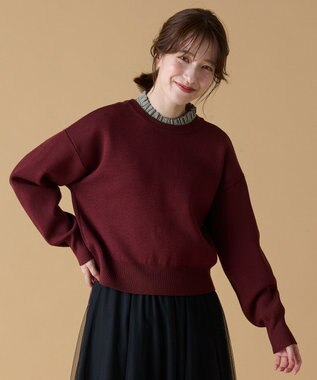 ANY 【前後着用可能/洗濯機可】２WAYパールニットカーディガン ワイン