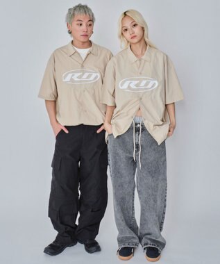 WEGO 【ユニセックス着用ITEM】リップストップグラフィックシャツ（SS） ベージュ