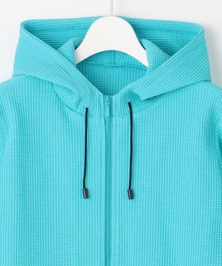 23区GOLF 【WOMEN】【UVケア】テクニカルワッフル フーディ ターコイズブルー系