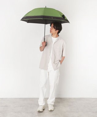 MOONBAT ポロ ラルフ ローレン (POLO RALPH LAUREN)  メンズ 長傘 雨傘 ロゴ刺繍 ボタンジャンプ ワンタッチ カーキ