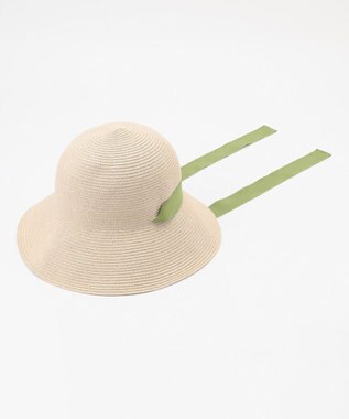 #Newans 【UVカット/洗える】〈花乃まりあさんコラボ〉リボン2本つきサマーハット ベージュ