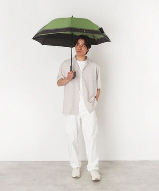 MOONBAT ポロ ラルフ ローレン (POLO RALPH LAUREN)  メンズ 長傘 雨傘 ロゴ刺繍 ボタンジャンプ ワンタッチ カーキ