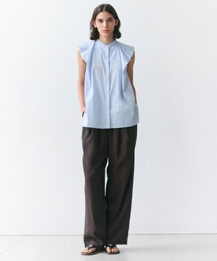 BEIGE， MALLOW / コットンタック バルーンスリーブブラウス Sax