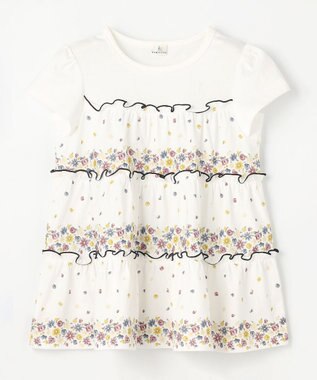 組曲 KIDS 【110-140㎝】ティアードフラワー チュニック オフホワイト