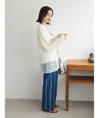 Green Parks ・ＡＮＤ　ＳＥＡＲＣＨ　レーシーラッフルスリーブチュニック Ivory