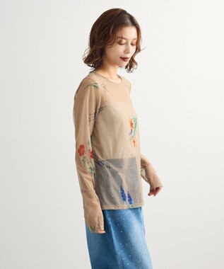 Green Parks ・ＳＵＧＡＲ　ＳＰＯＯＮ　フラワーｐｔシアーロンＴＥＥ Gray Beige
