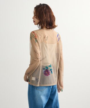 Green Parks ・ＳＵＧＡＲ　ＳＰＯＯＮ　フラワーｐｔシアーロンＴＥＥ Gray Beige