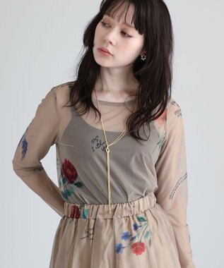 Green Parks ・ＳＵＧＡＲ　ＳＰＯＯＮ　フラワーｐｔシアーロンＴＥＥ Gray Beige