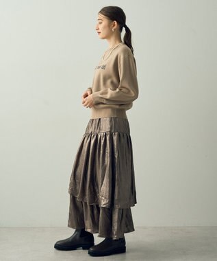 YECCA VECCA ラメティアードギャザースカート Dark Silver