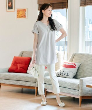 Tiaclasse L 日本製サーラドライ・テーパードパンツ オフホワイト