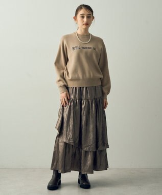YECCA VECCA ラメティアードギャザースカート Dark Silver