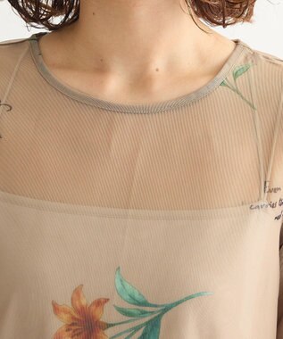 Green Parks ・ＳＵＧＡＲ　ＳＰＯＯＮ　フラワーｐｔシアーロンＴＥＥ Gray Beige