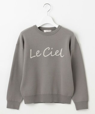 Feroux 【洗える】レタードロゴ プルオーバーニット グレー系