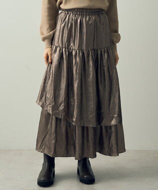YECCA VECCA ラメティアードギャザースカート Dark Silver