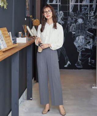 Tiaclasse 【GOLD LABEL・洗える】カシミヤタッチワイドパンツ グレー