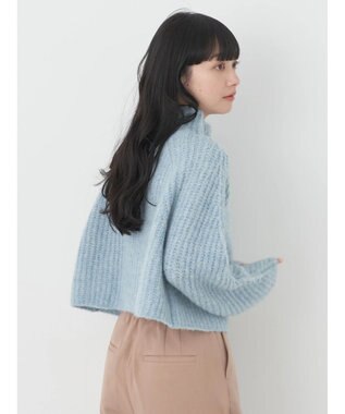 earth music&ecology フワフワＭＩＸハイネックショートニット Light Blue